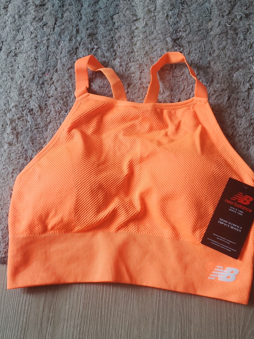 New Balance Women's Bright Orange High Neck Sports Bra
